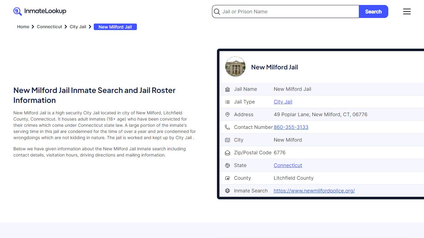New Milford Jail (CT) Inmate Search Connecticut - Inmate Lookup