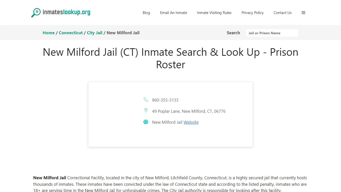 New Milford Jail (CT) Inmate Search & Look Up - Prison Roster