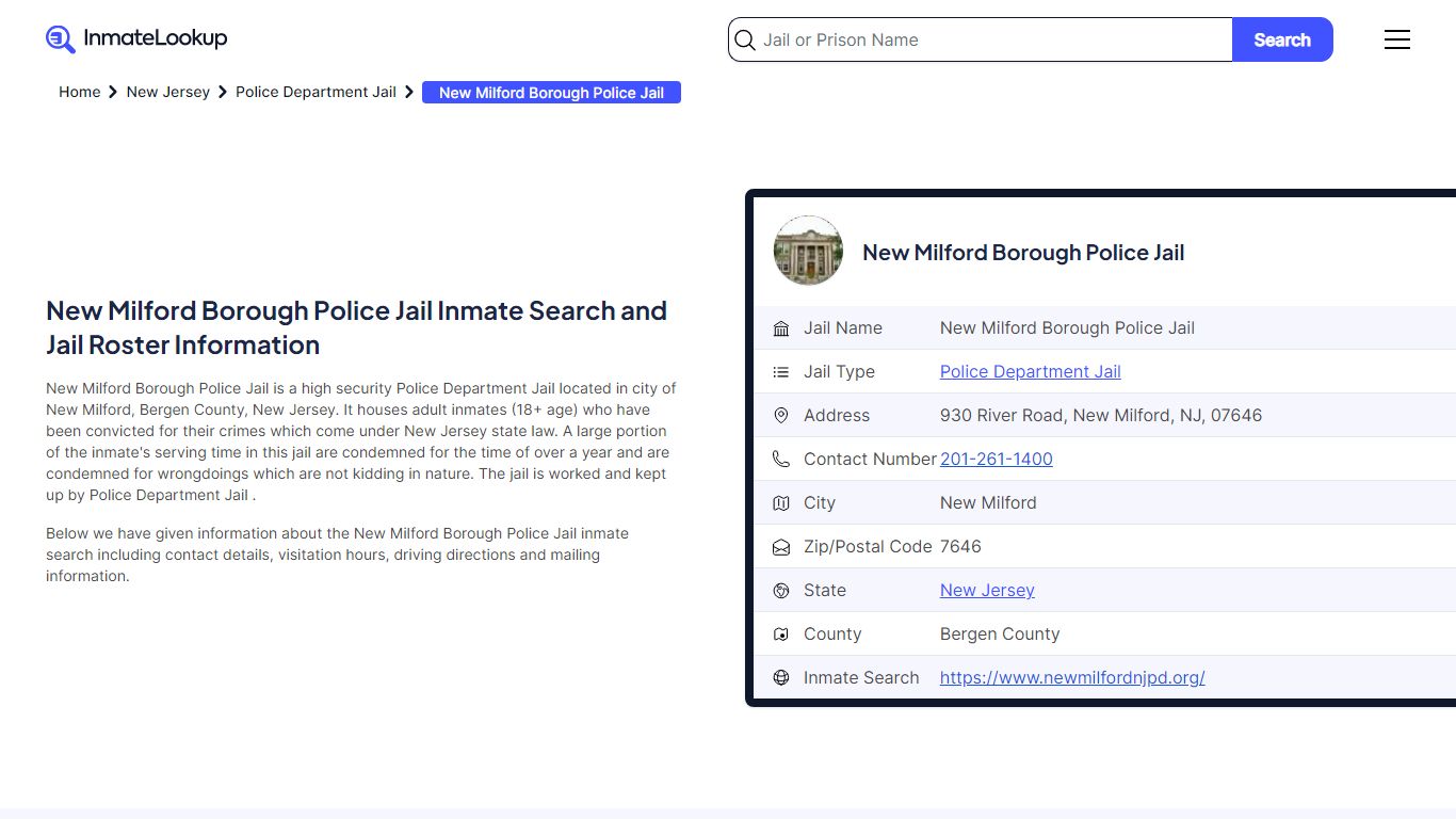 New Milford Borough Police Jail Inmate Search - New Milford New Jersey ...